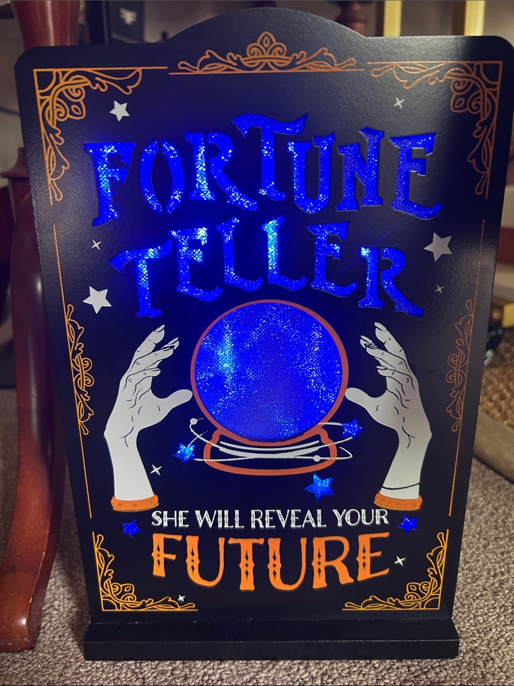 Michaels Fortune Teller Standing Plaque Sign - Black, Orange, White Halloween 🎃